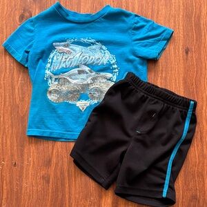 Kids Blue and Black Megalodon Monster Truck Matching Set